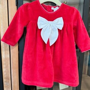 Kissy Kissy bow velour dress baby girl formal long sleeve statement holidays